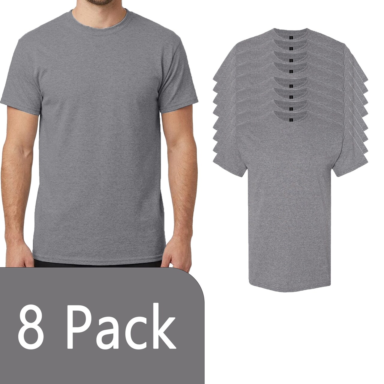 Gildan Heavy Cotton Crewneck T-Shirt Craft Bundle, Graphite Heather Unisex Short Sleeve Blanks for DIY Printing